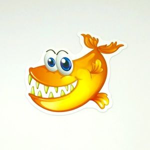 Tropical Ocean Water Fish Cartoon Style Single Decor Sticker
